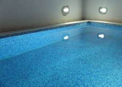  Open swimming pool with silver filtrations
